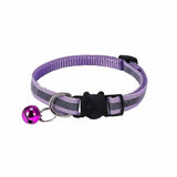 Reflective Cat Collar with Breakaway Buckle and Bell Adjustable for Small Pet Use - Light Purple