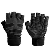 L Size Weight Lifting Gloves Gym Bodybuilding Fitness Workout Cycling Crossfit Men - One Pair Grey - Front View