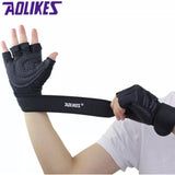XL Size Aolikes Weight Lifting Gloves Gym Bodybuilding Fitness Workout Cycling Crossfit - One Pair Red - Side View