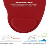 Comfort Mouse Pad with Built In Wrist Support Non Slip Ergonomic Mice Mat - Pink - Rear View