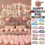 40Cm 3D Happy Birthday Letters Balloons Inflating Foil Banner Bunting Celebrate - Pink - Front View