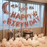 40Cm 3D Happy Birthday Letters Balloons Inflating Foil Banner Bunting Celebrate - Pink