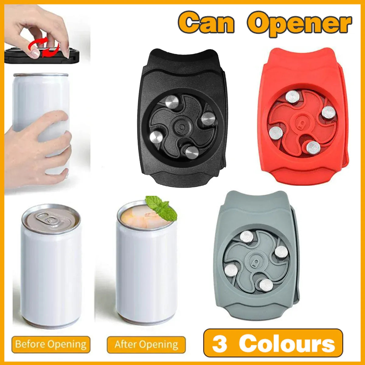 Topless Can Opener Manual Kitchen Tool for Beer Soda and Tin Bottles - Red