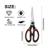 Heavy Duty Kitchen Scissors Multi Purpose Stainless Steel Chicken Bone Cutter - Red - Side View
