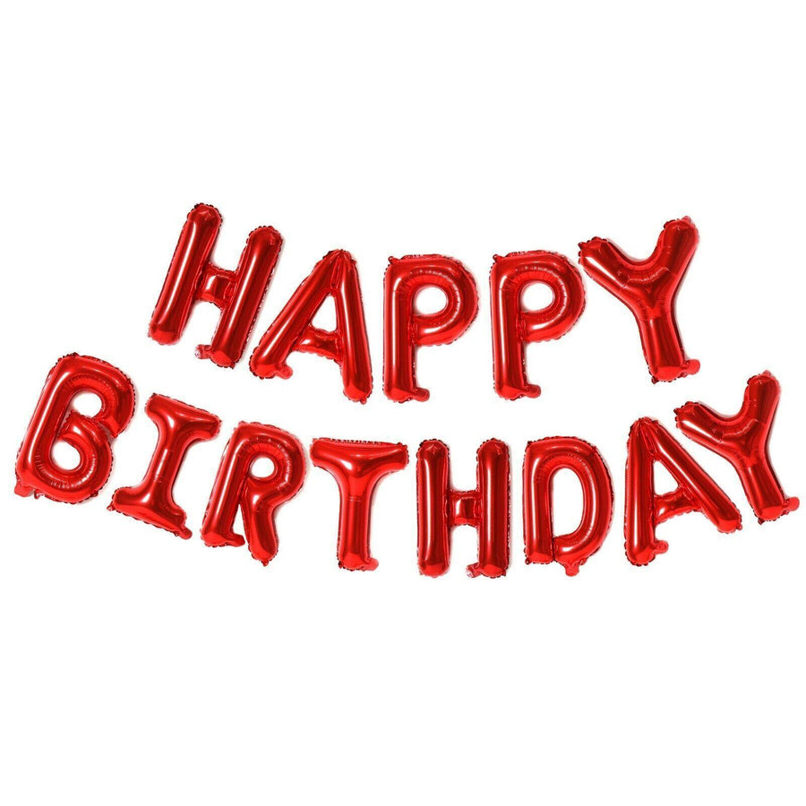 40Cm 3D Happy Birthday Letters Balloons Inflating Foil Banner Bunting Celebrate - Red