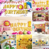 40Cm 3D Happy Birthday Letters Balloons Inflating Foil Banner Bunting Celebrate - Rose Gold - Top-Down View