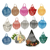 Reusable Mesh Net Shopping Bag String Tote Grocery Fruit Vegetable Storage - Rose Red - Front View