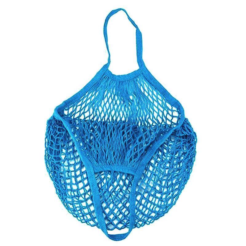 Reusable Mesh Net Shopping Bag String Tote Grocery Fruit Vegetable Storage - Rose Red
