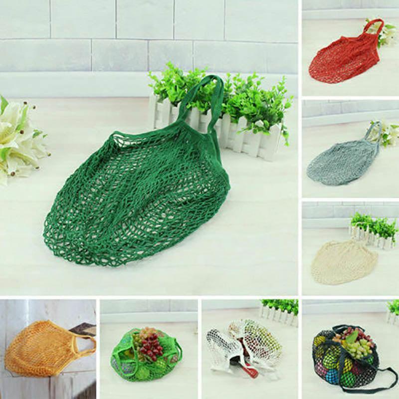 Reusable Mesh Net Shopping Bag String Tote Grocery Fruit Vegetable Storage - Steel Grey