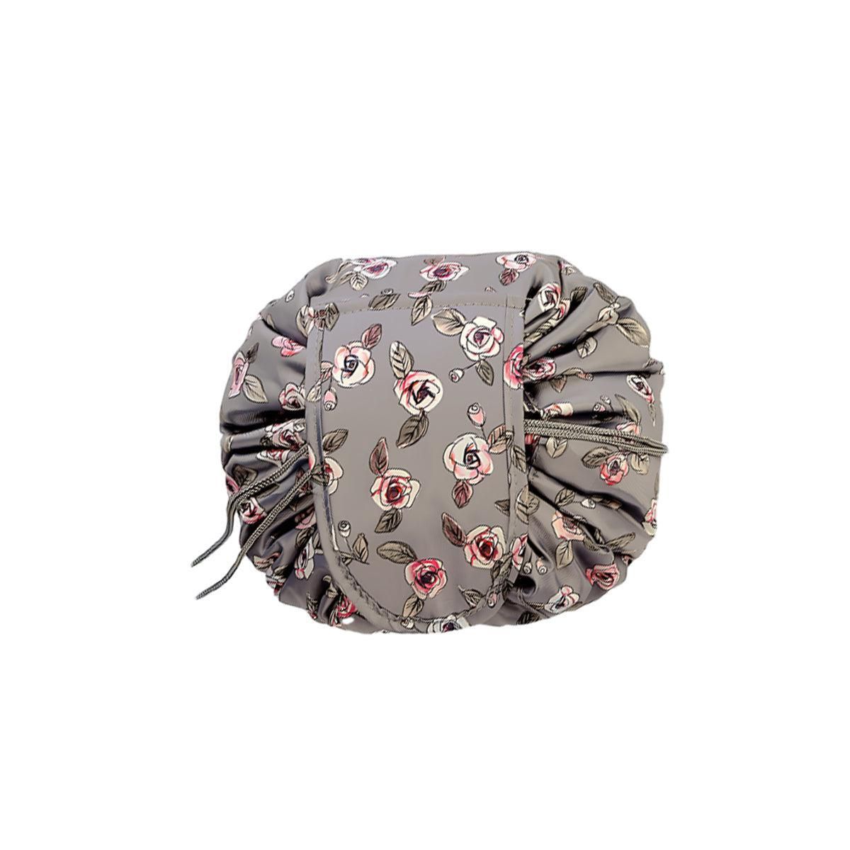 Portable Travel Makeup Bag Drawstring Cosmetic Pouch Lazy Storage Organiser Case - Steel Rose