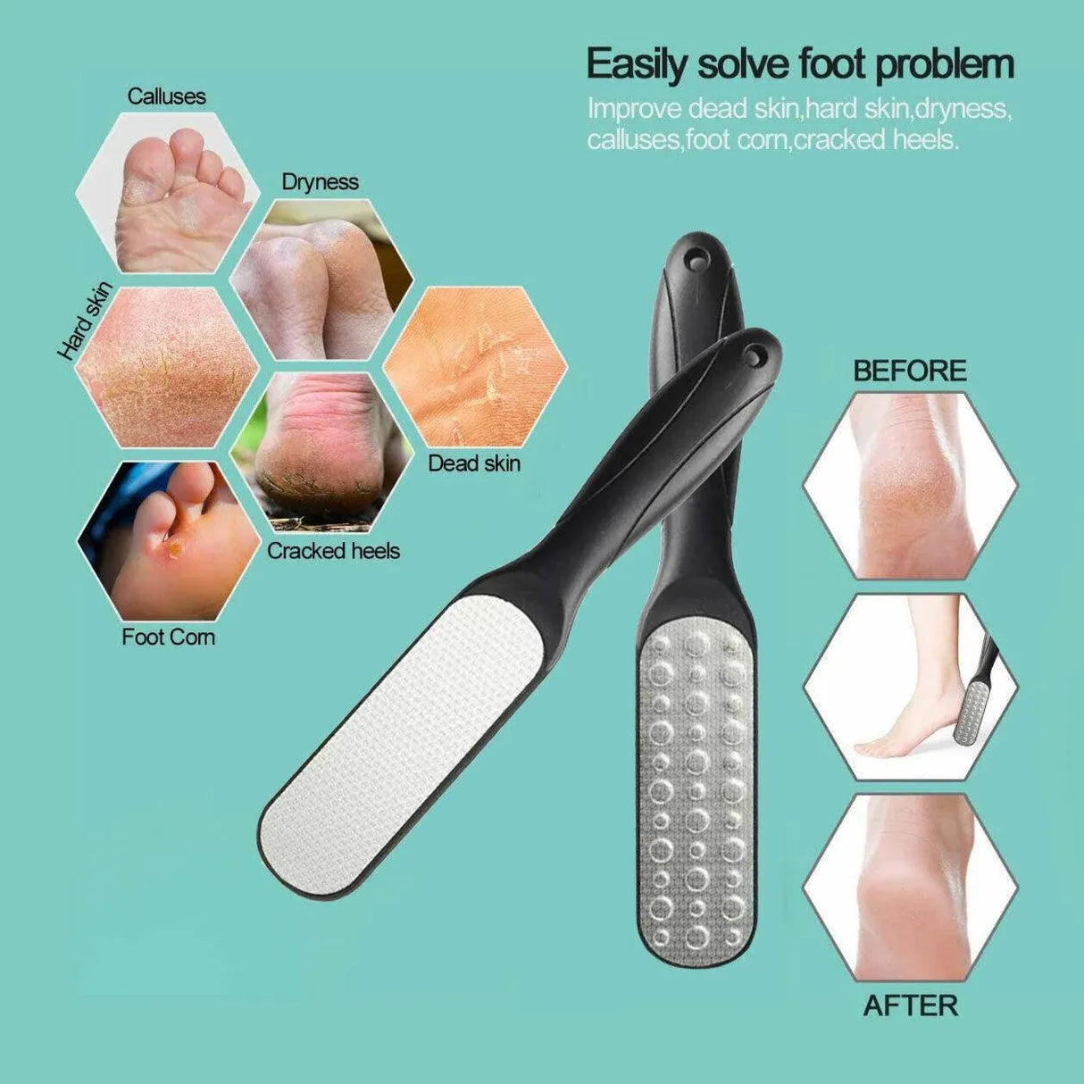 Double Sided Foot File Pedicure Rasp Scrubber Cleaner Dead Skin Callus Remover - White