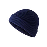 Men Women Mini Fisherman Beanie Winter Spring Hat Soft Knitted Docker Skull Cap - White - Extra Image