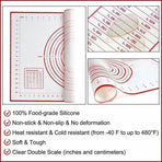 Non-Stick Silicone Baking Mat Rolling Cake Dough Scale Pastry Clay Fondant Sheet - Red 60*40cm