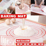 Non-Stick Silicone Baking Mat Rolling Cake Dough Scale Pastry Clay Fondant Sheet - Red 60*40cm