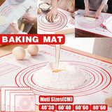 Non-Stick Silicone Baking Mat Rolling Cake Dough Scale Pastry Clay Fondant Sheet - Red 60*60cm - Front View