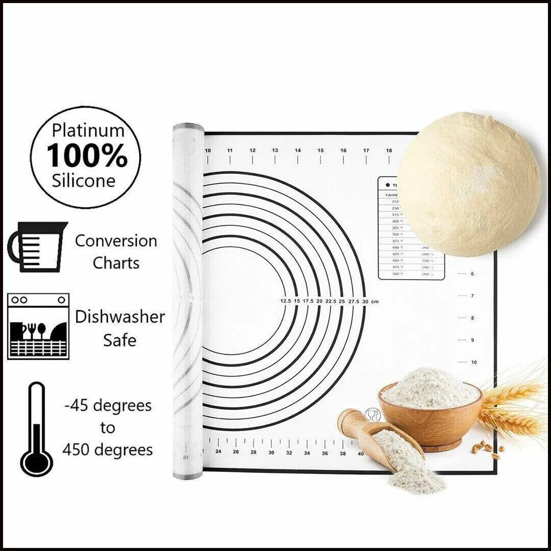 Non-Stick Silicone Baking Mat Rolling Cake Dough Scale Pastry Clay Fondant Sheet - Red 60*60cm