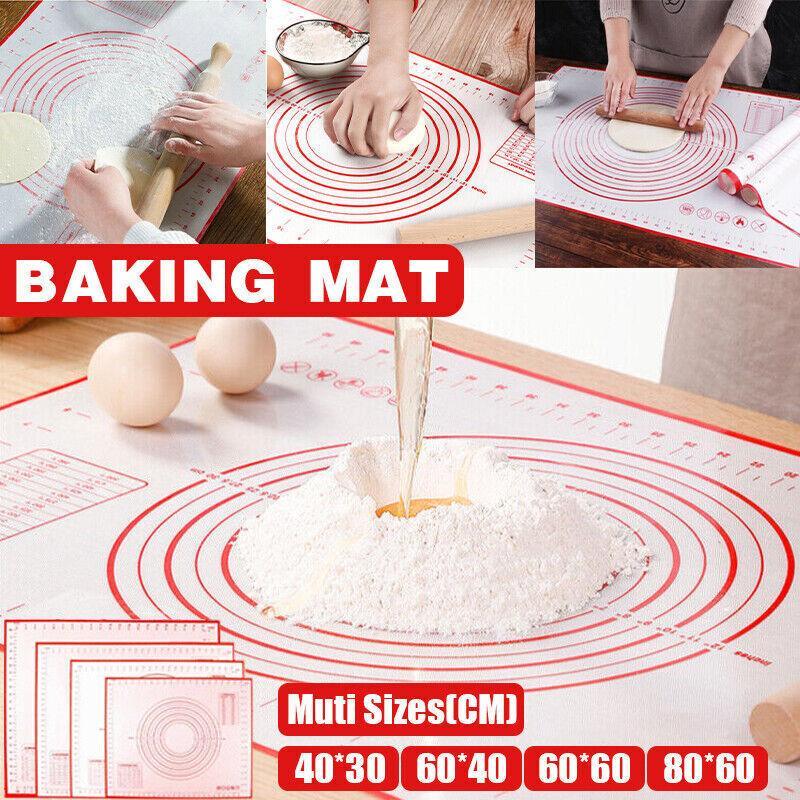 Non-Stick Silicone Baking Mat Rolling Cake Dough Scale Pastry Clay Fondant Sheet - Red 60*60cm