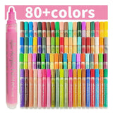 Flysea 12-80 Colours Acrylic Paint Pens Painting Stone Ceramic Glass Markers 0.7 - 35-Colour Set (15 Medium+ 20 Fine Tip) - 45-Degree Angle