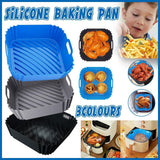 Air Fryer Silicone Pot Basket Liner Non Stick Reusable Baking Tray Accessories - Grey - Front View