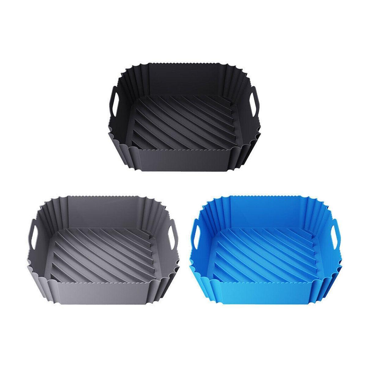 Air Fryer Silicone Pot Basket Liner Non Stick Reusable Baking Tray Accessories - Grey