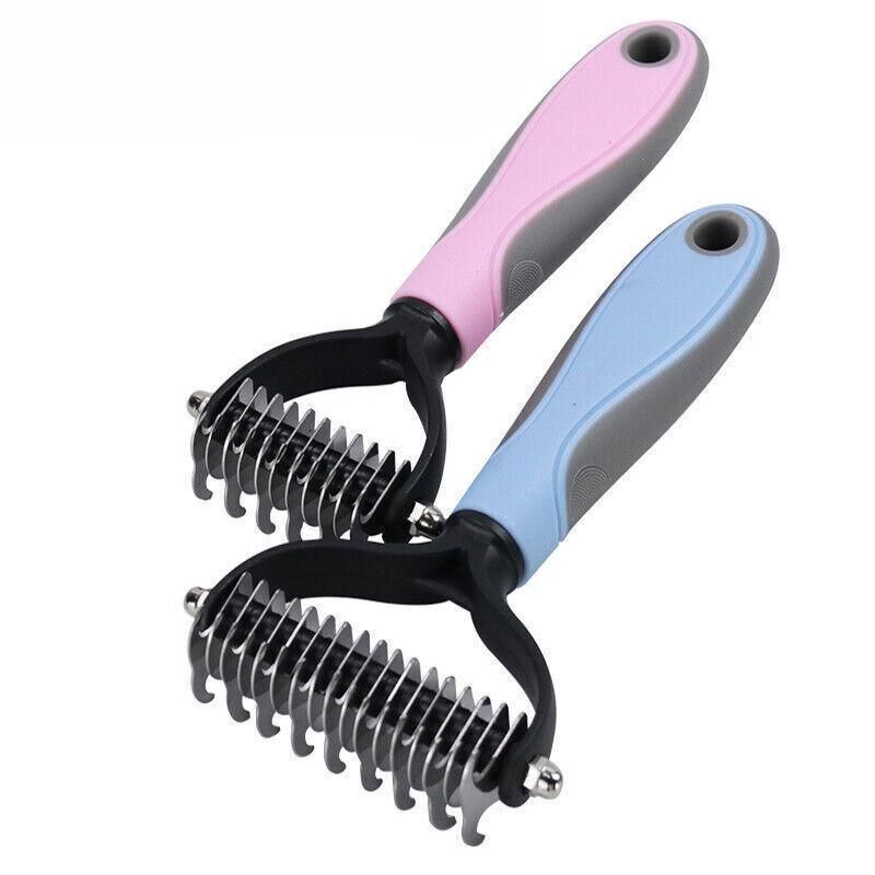 Small Dog Pet Cat Grooming Comb Brush Undercoat Rake Dematting Deshedding Trimmer - Pink