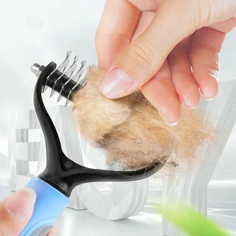 Small Dog Pet Cat Grooming Comb Brush Undercoat Rake Dematting Deshedding Trimmer - Pink