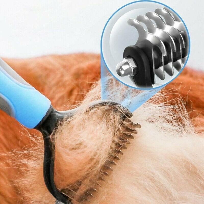 Small Dog Pet Cat Grooming Comb Brush Undercoat Rake Dematting Deshedding Trimmer - Pink