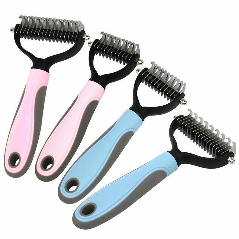 Small Dog Pet Cat Grooming Comb Brush Undercoat Rake Dematting Deshedding Trimmer - Pink