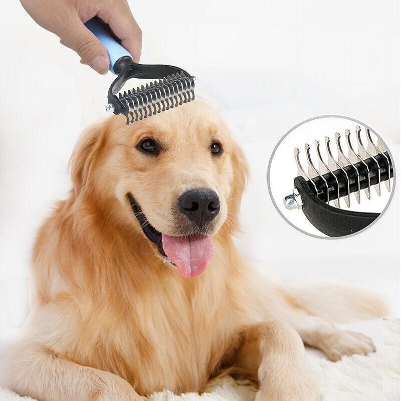 Small Dog Pet Cat Grooming Comb Brush Undercoat Rake Dematting Deshedding Trimmer - Pink