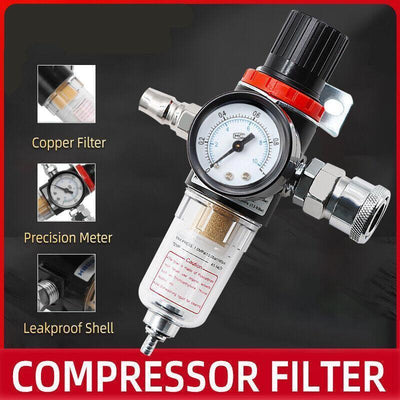 1/4'' Air Compressor Filter Kit with Water Separator & Regulator