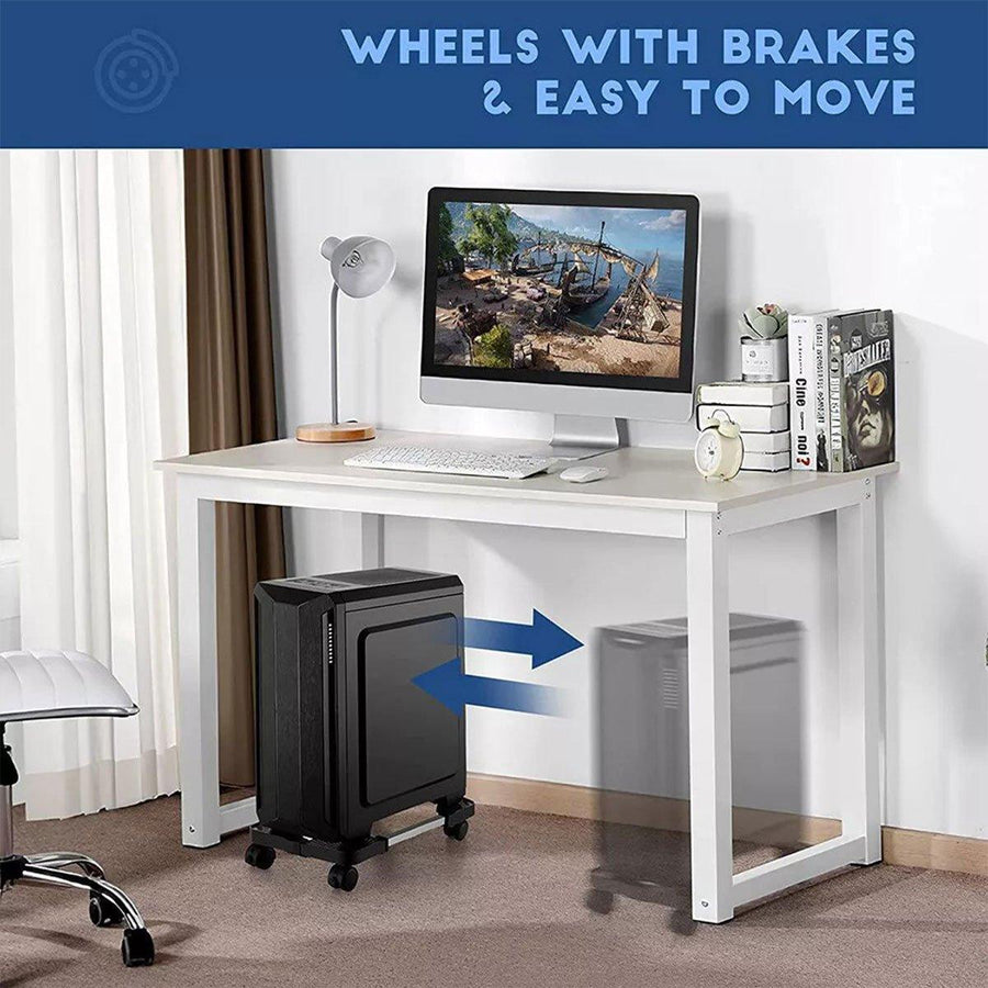 Adjustable Desktop Computer Tower Stand Telescopic Chassis Holder with Wheels