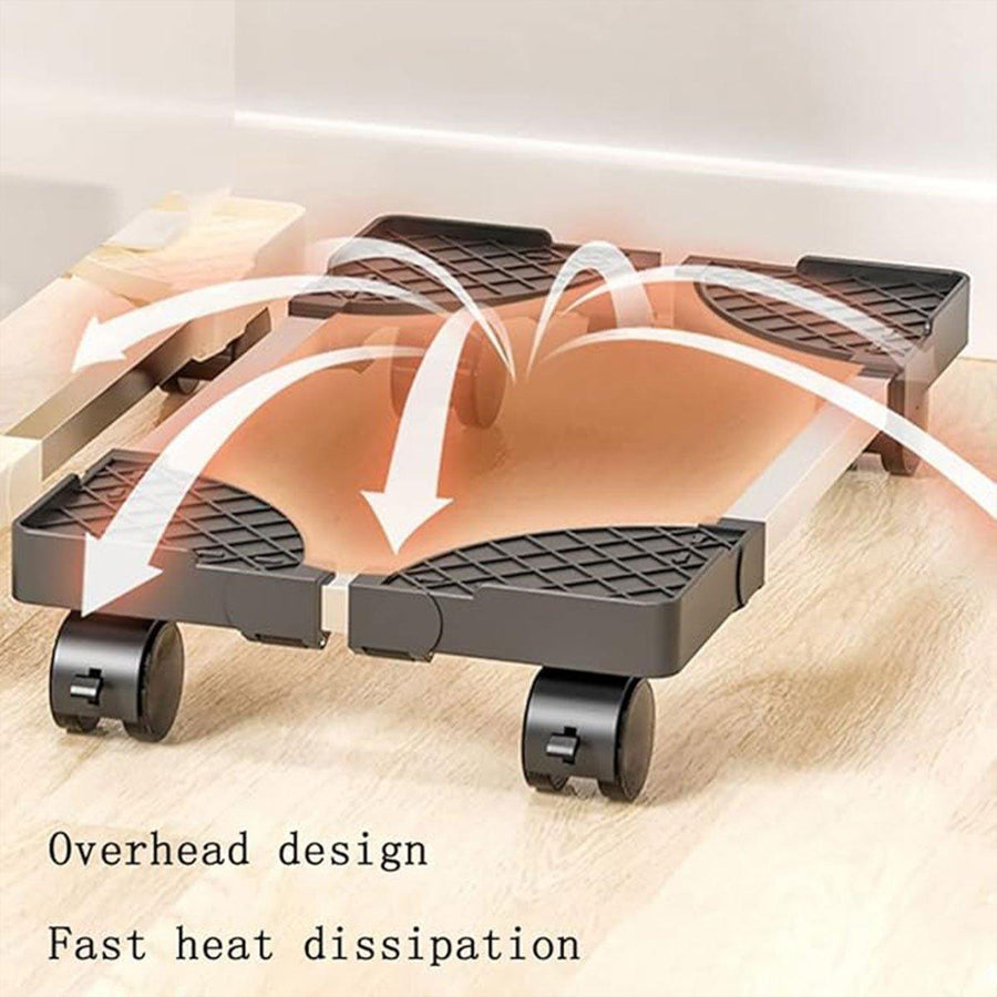 Adjustable Desktop Computer Tower Stand Telescopic Chassis Holder with Wheels
