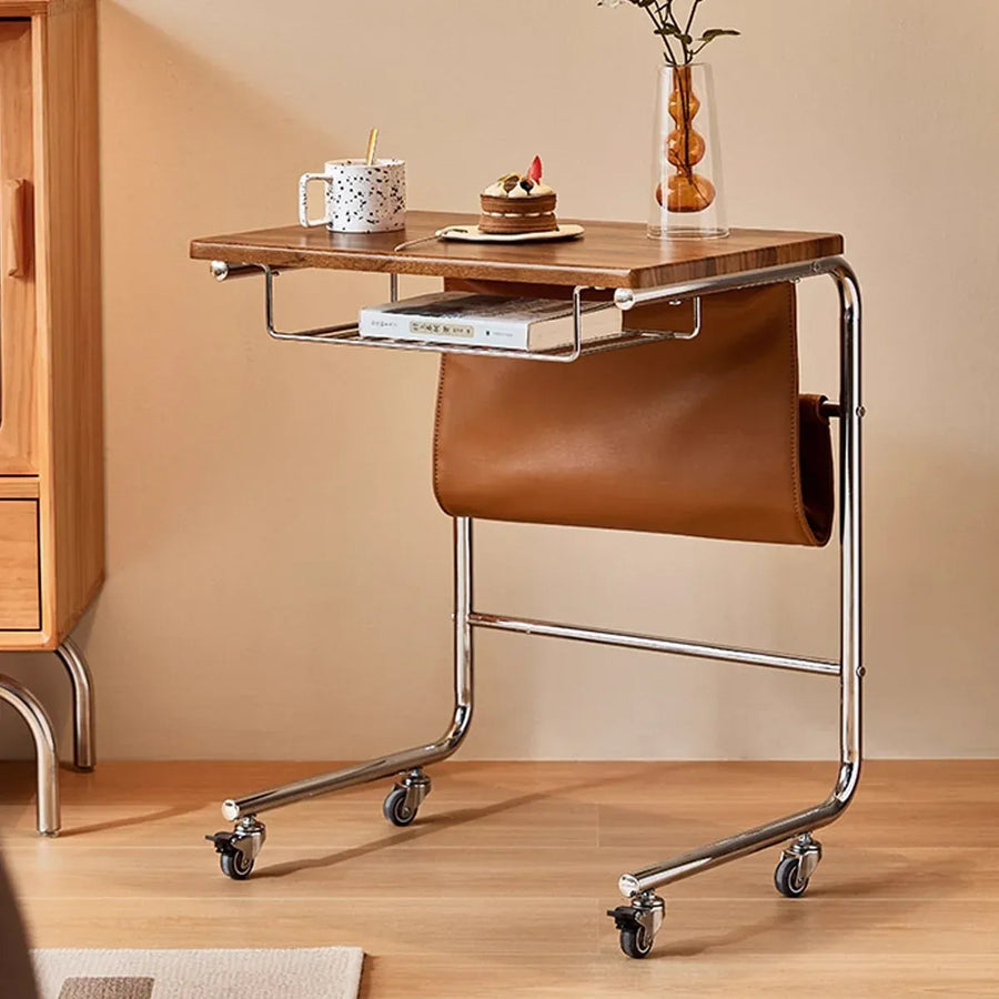 Wheeled Desk For Home Office Bedroom Lockable Wheels Space Saving Sturdy Use