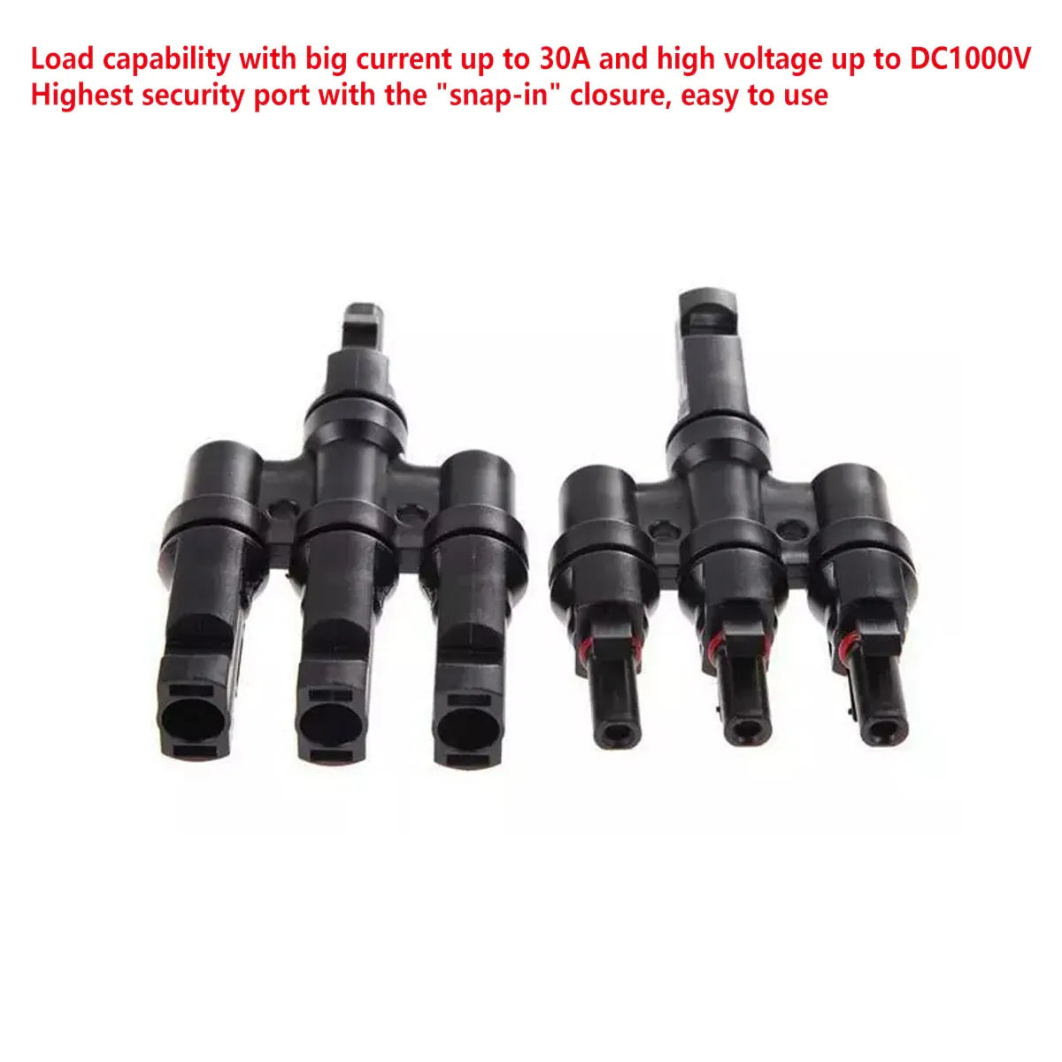 Solar Connector Set 1Pair T Type Four Way Photovoltaic Adapter for Panel System