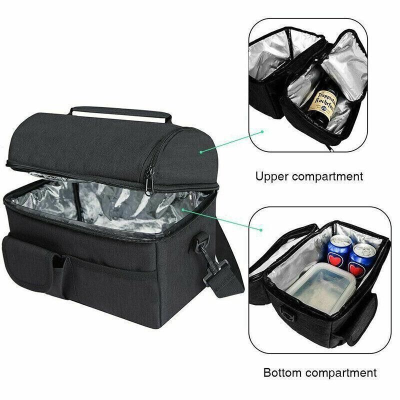 Insulated Lunch Bag Box Tote Cooler For Women Men Hot Cold Food Thermal - Blue