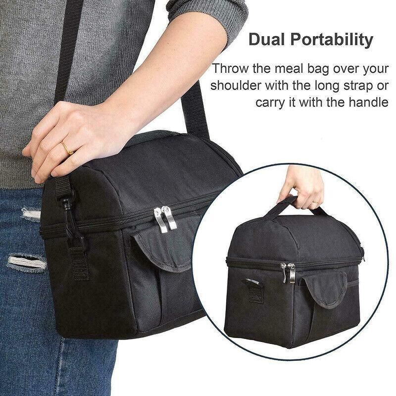 Insulated Lunch Bag Box Tote Cooler For Women Men Hot Cold Food Thermal - Blue