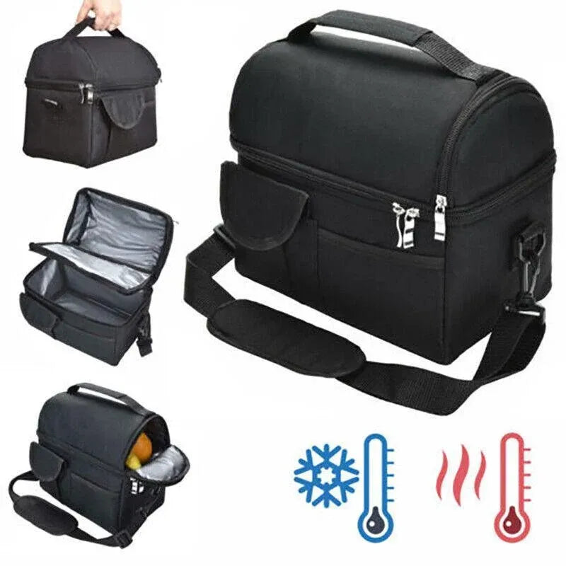 Insulated Lunch Bag Box Tote Cooler For Women Men Hot Cold Food Thermal - Blue