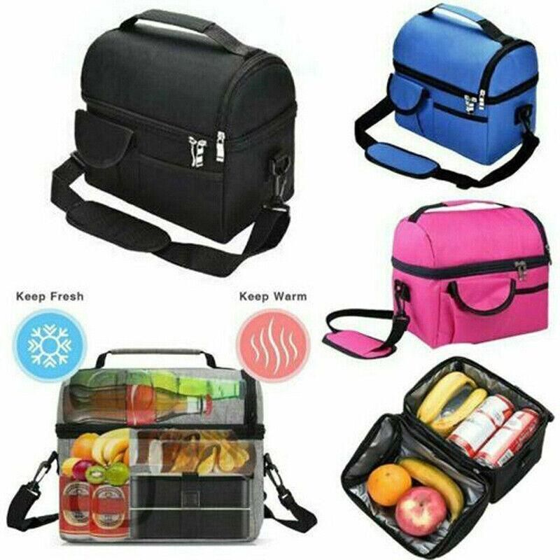 Insulated Lunch Bag Box Tote Cooler For Women Men Hot Cold Food Thermal - Light Blue