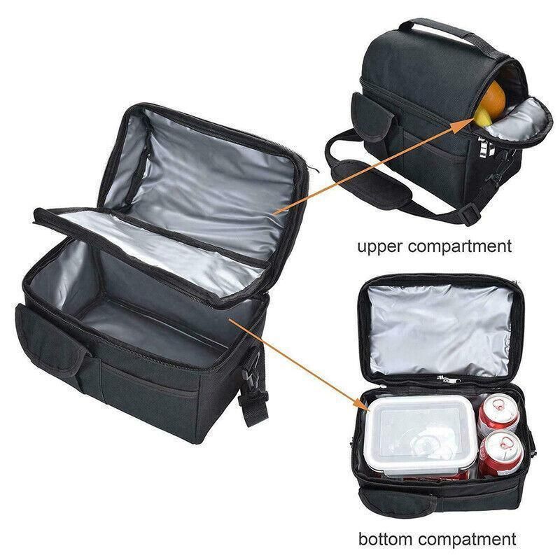 Insulated Lunch Bag Box Tote Cooler For Women Men Hot Cold Food Thermal - Light Blue