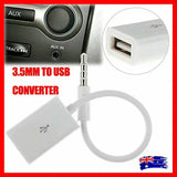 Male Cable Plug Aux Jack 3.5Mm Audio To Usb 2.0 Female Converter Cord Play Mp3 - Close-Up Angle