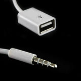 Male Cable Plug Aux Jack 3.5Mm Audio To Usb 2.0 Female Converter Cord Play Mp3 - Low Angle