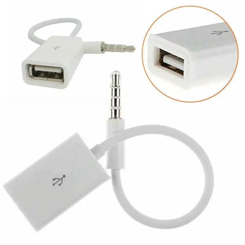 Male Cable Plug Aux Jack 3.5Mm Audio To Usb 2.0 Female Converter Cord Play Mp3