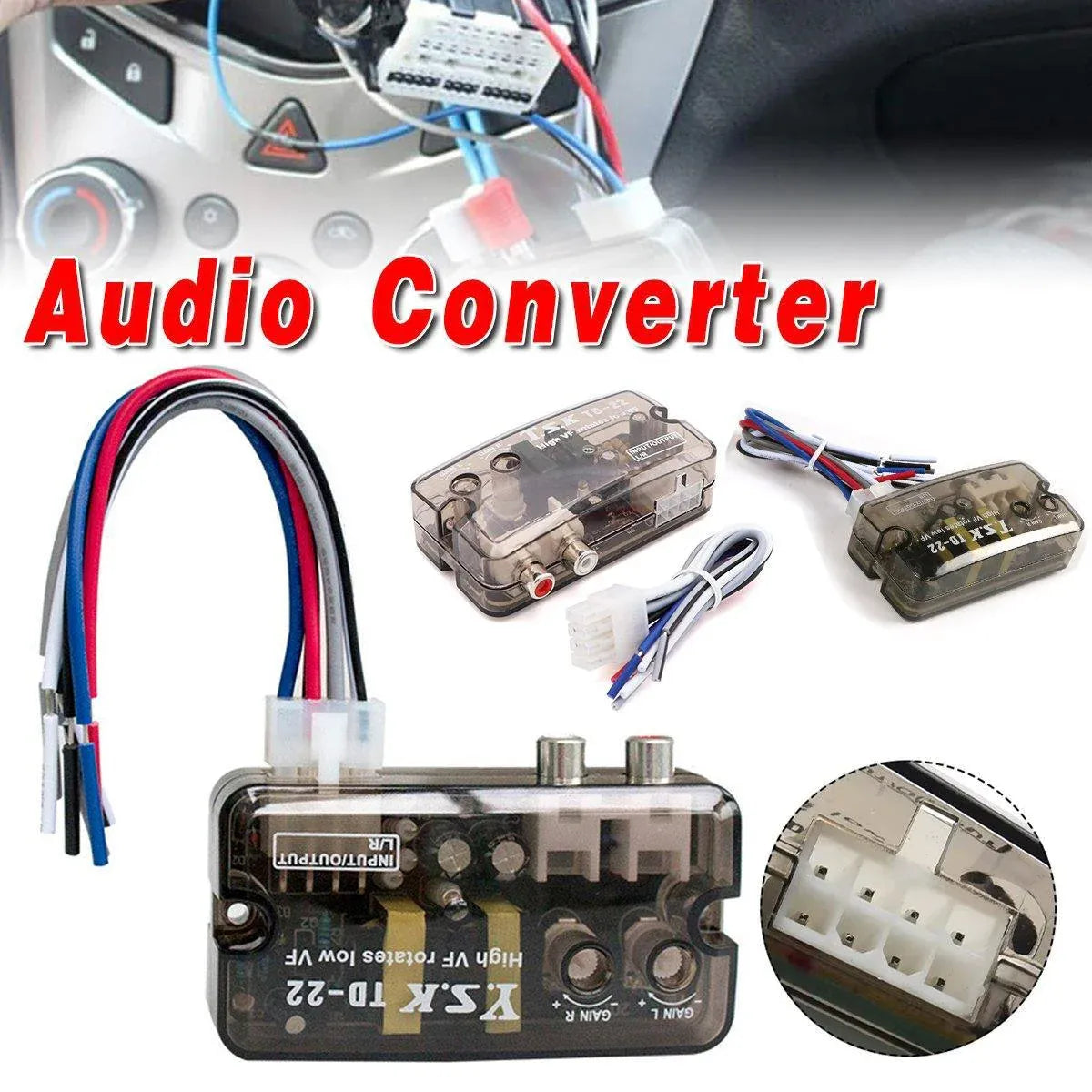 Car High to Low Frequency Converter Auto Stereo Line Speaker Level Adapter TD22