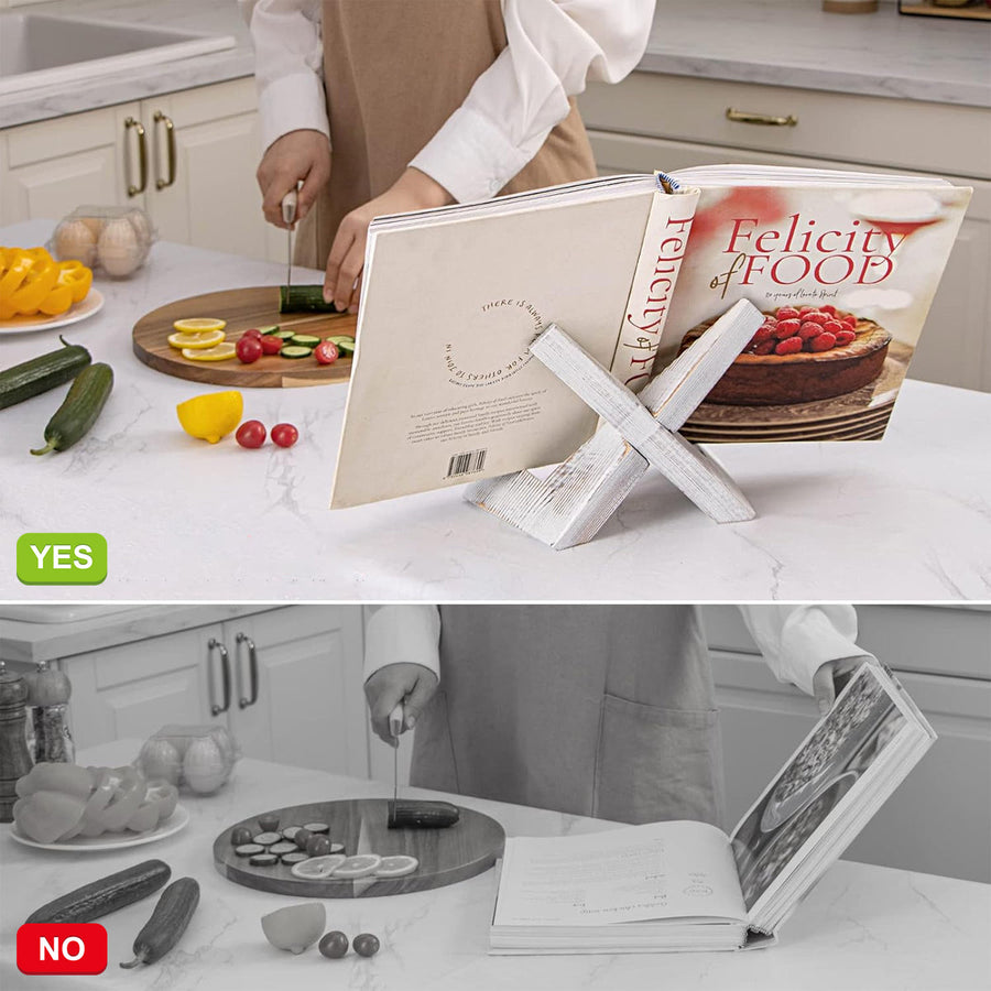 Wooden Plate Stand Rack Display Holder Wooden Support Desktop Reading Stand - White
