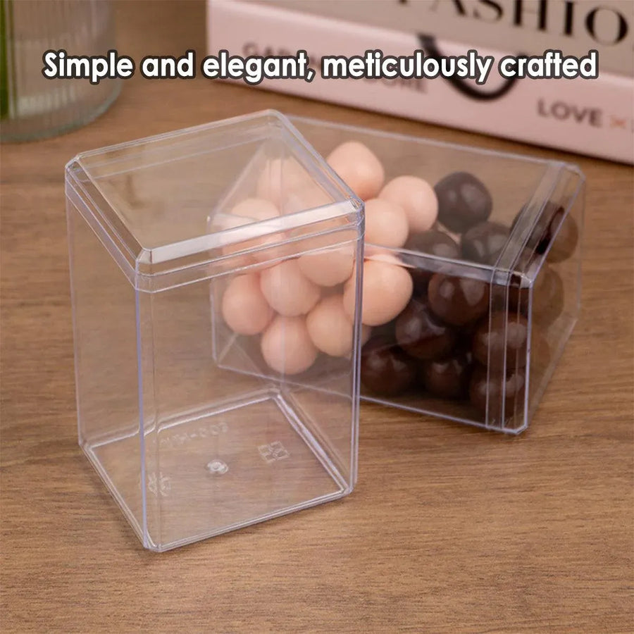 20pcs Transparent Biscuit Box Plastic Cake Box Pastry Dessert Storage Container - 7.5x7.5CM