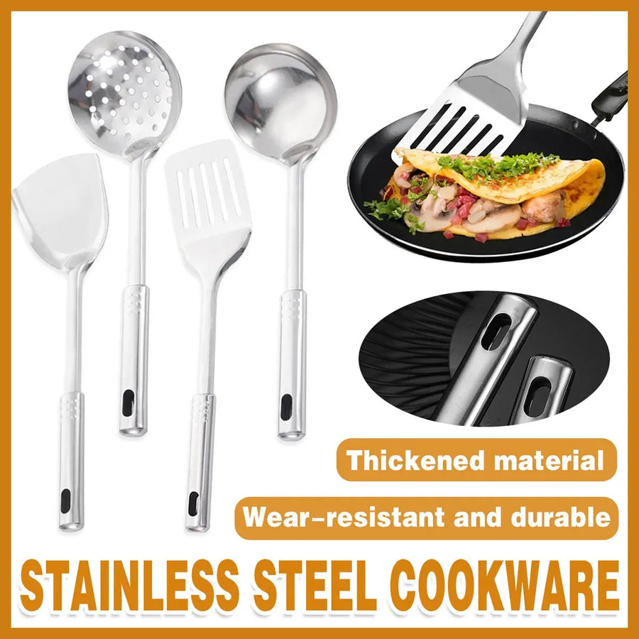 4PCS Kitchen Utensils Set Stainless Steel Cooking Tools Cookware Spoon Turner