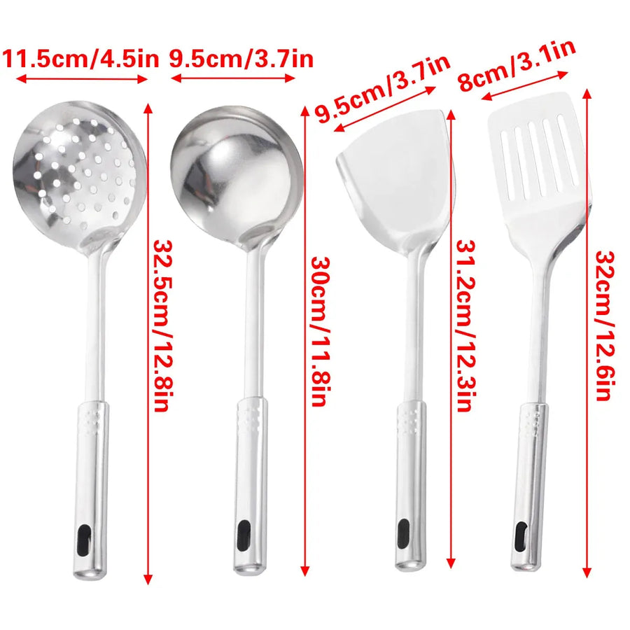 4PCS Kitchen Utensils Set Stainless Steel Cooking Tools Cookware Spoon Turner