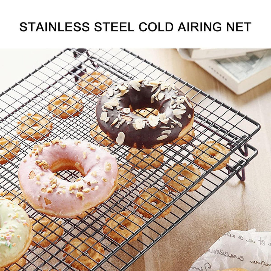Collapsible Black Mesh Cake Cooling Rack Foldable Baking Tray for Kitchen Use