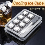 Stainless Steel Whiskey Stones X 8 Ice Cubes With Tong Reusable Cooling Ice Cube