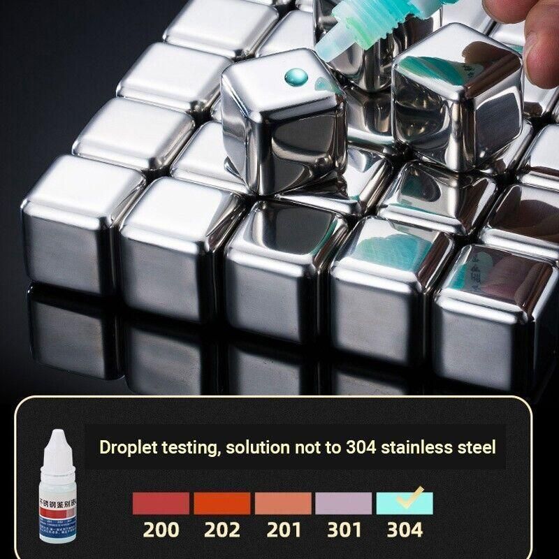 Stainless Steel Whiskey Stones X 8 Ice Cubes With Tong Reusable Cooling Ice Cube